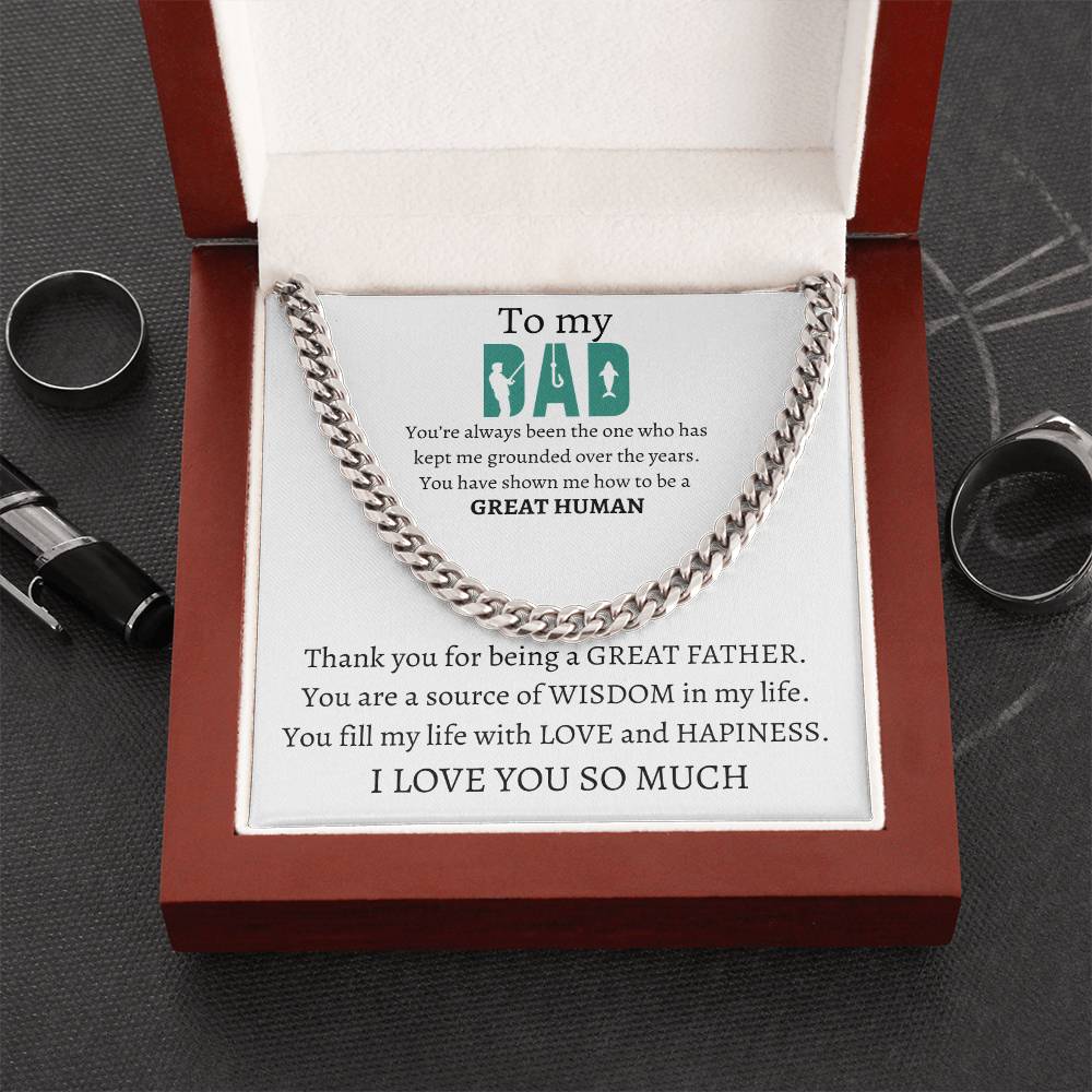 To My Dad I love You So Much, from daughter, from son Cuban Link Chain Necklace