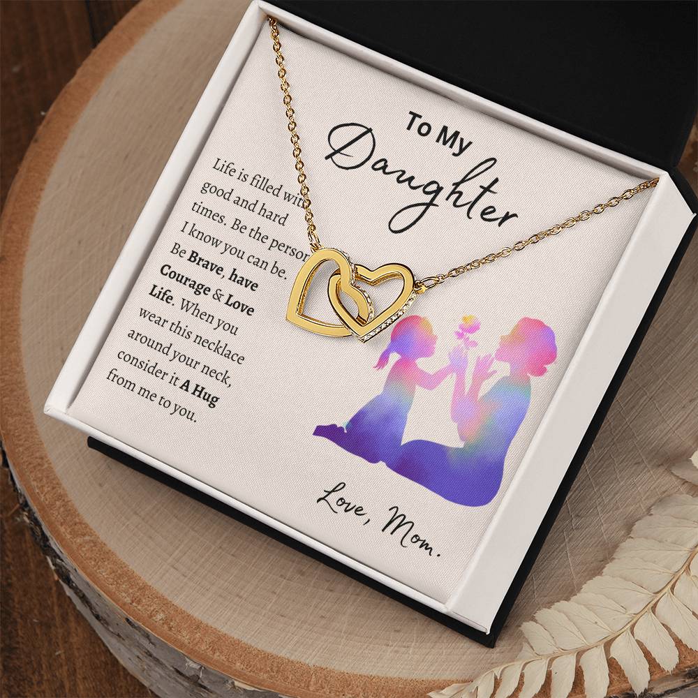 To My Daughter from Mom/Interlocking Hearts Necklace