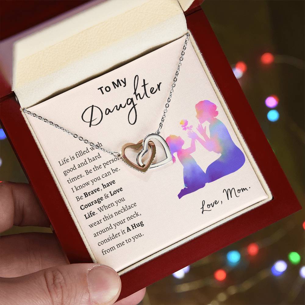 To My Daughter from Mom/Interlocking Hearts Necklace
