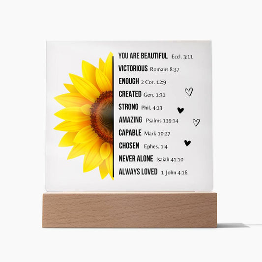 You Are Inspirational Messages, Religious, Bible Verses Sunflower Acrylic Plaque