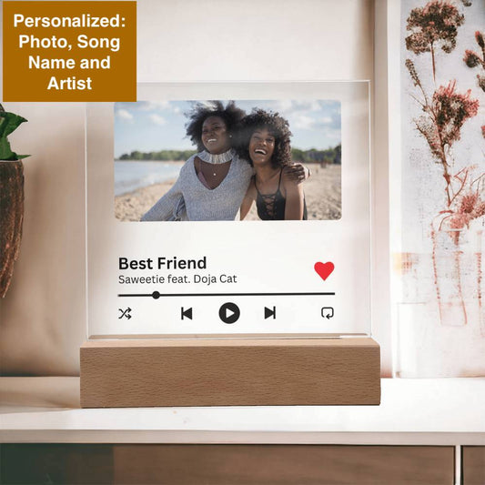 Personalized Song Plaque With Stand, Any Photo/Song| For Wife|Girlfriend|Boyfriend|Friend|Husband|Anniversary|Valentine’s|Birthday gift