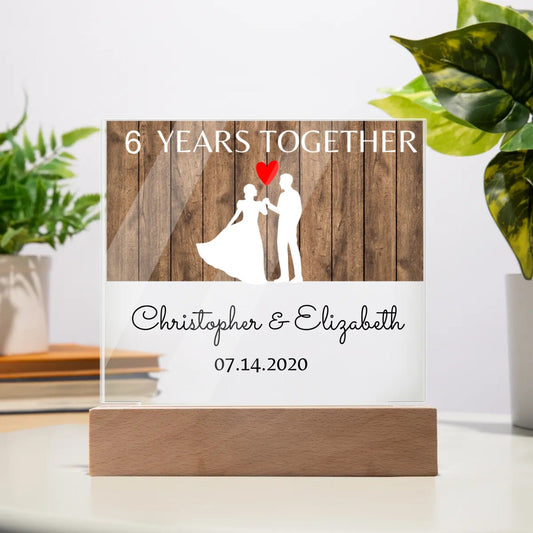 Personalized Couple Name/Years Together Acrylic Square Plaque|Anniversary|Wife|Husband|Girlfriend|Boyfriend|Valentine’s gift